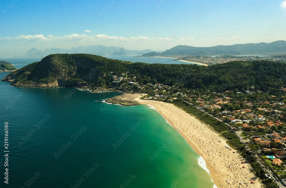 Famous and paradisiac brazilian beach seen from above - Praia vista de cima (Praia de Itacoatiara - Rio de Janeiro)