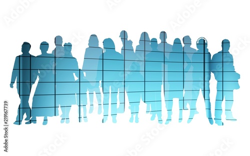 Silhouettes of a group of doctors on a white background