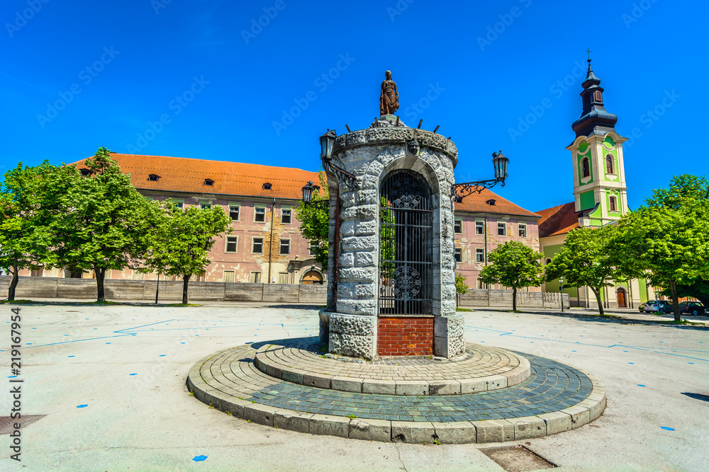 Naklejka premium Karlovac town square Croatia. / Scenic view at main square in Croatia, Karlovac city.