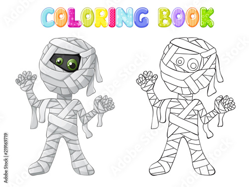 Coloring spooky mummy for Halloween