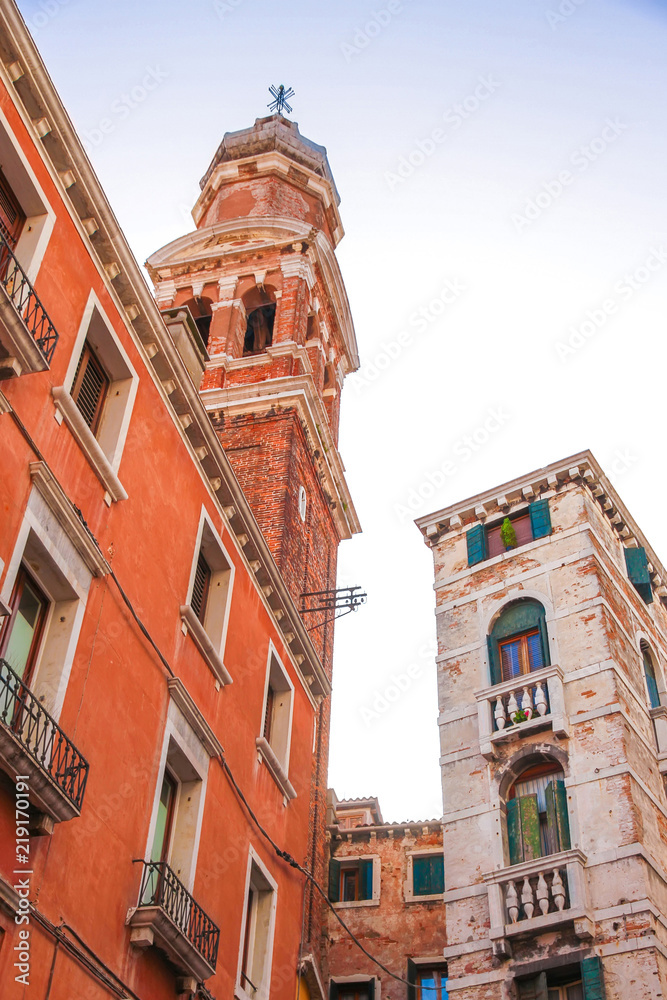 Fototapeta premium View on a historic church in Venice, Italy on a sunny day.
