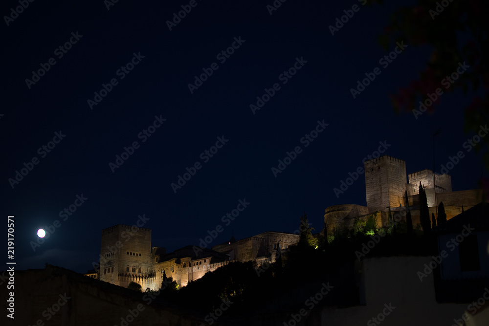 Alhambra and the moon