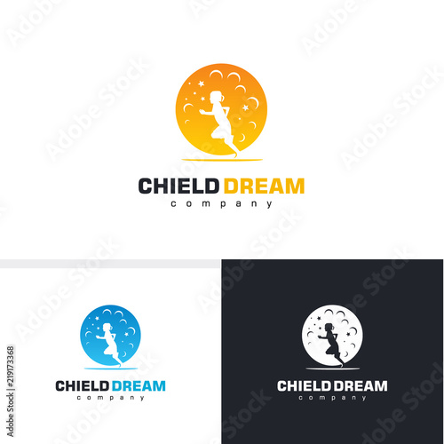 Child Dream, reaching star, education logo template