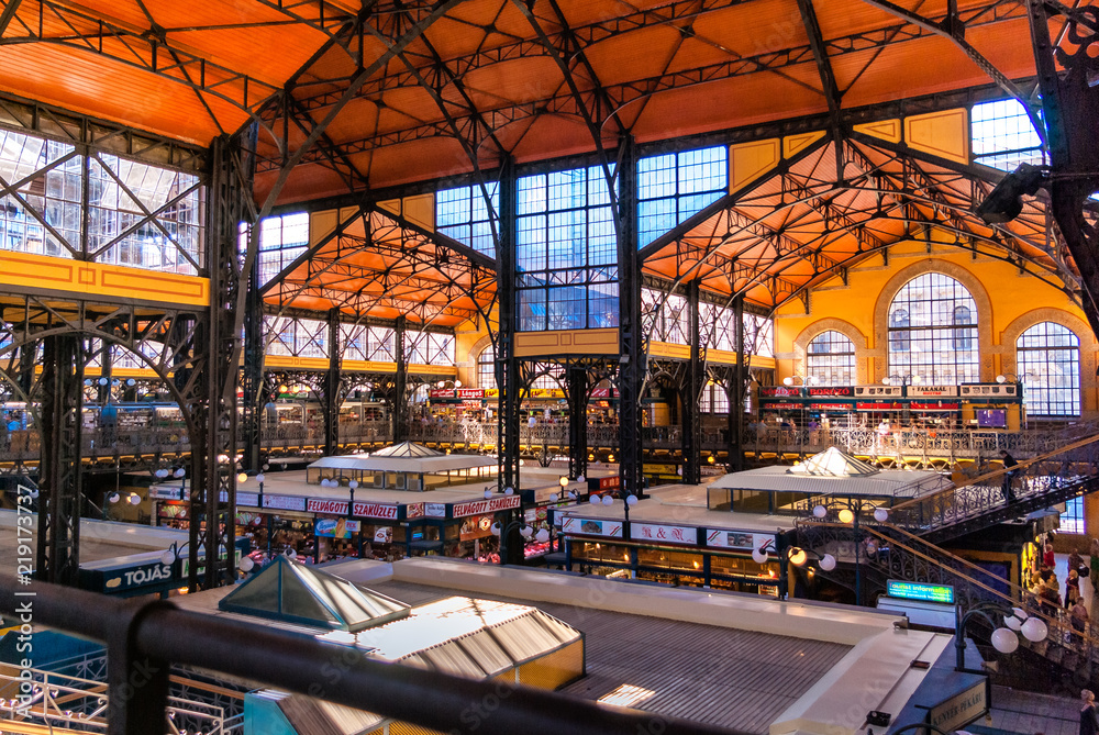 Fototapeta premium Interior view of the Central Hall Market in Budapest, Hungary