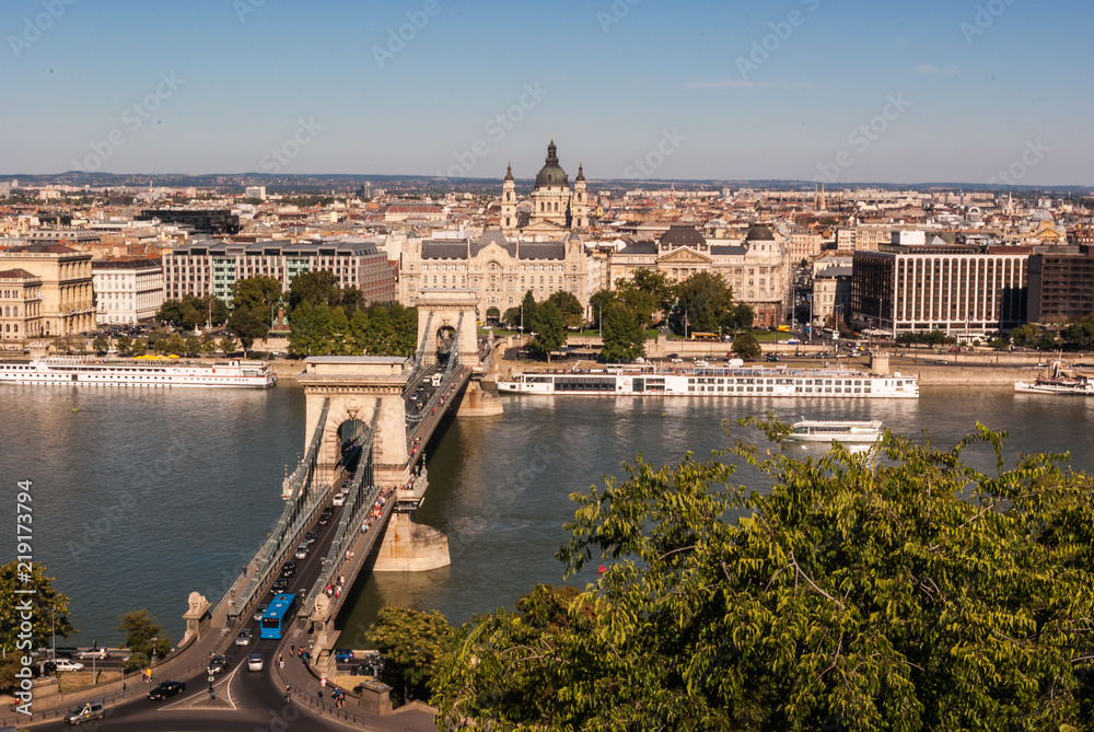 Chain Bridge over the Danube River in Budapest, Hungary