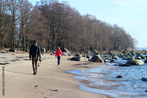 couple at the beach in lahemaa national park, estonia