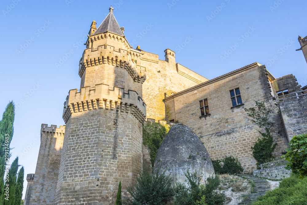 Walls of the city of Olite and tower of the castle. Navarre Spain.