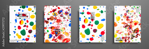 Mixture of acrylic paints. Fluid art. Collection of universal trendy cards. Hand drawn textures. Contemporary graphic design for header, banner, poster, card, cover, invitation, placard, brochure.