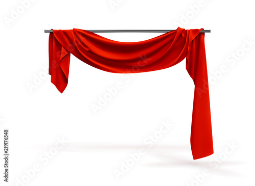 Realistic vector red curtains isolated on white background