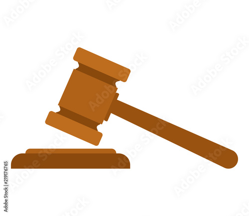 Judge Wood Hammer vector illustration, flat design, auction, judgment.