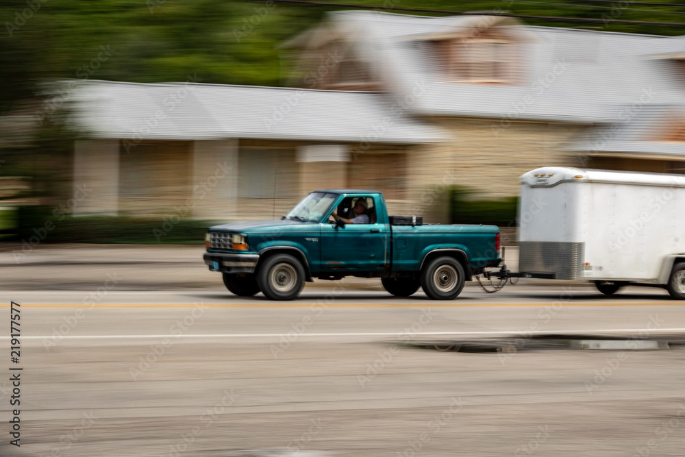 Truck Towing Trailer