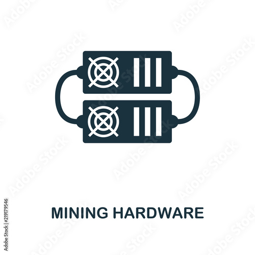 Mining Hardware icon. Monochrome style design from crypto currency icon collection. UI. Pixel perfect simple pictogram mining hardware icon. Web design, apps, software, print usage.