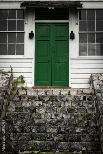 Front entrance to an ancient Great House in Jamaica photo