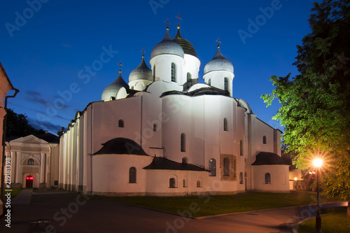 Cathedral of St. Sophia at night, Novgorod, Russia