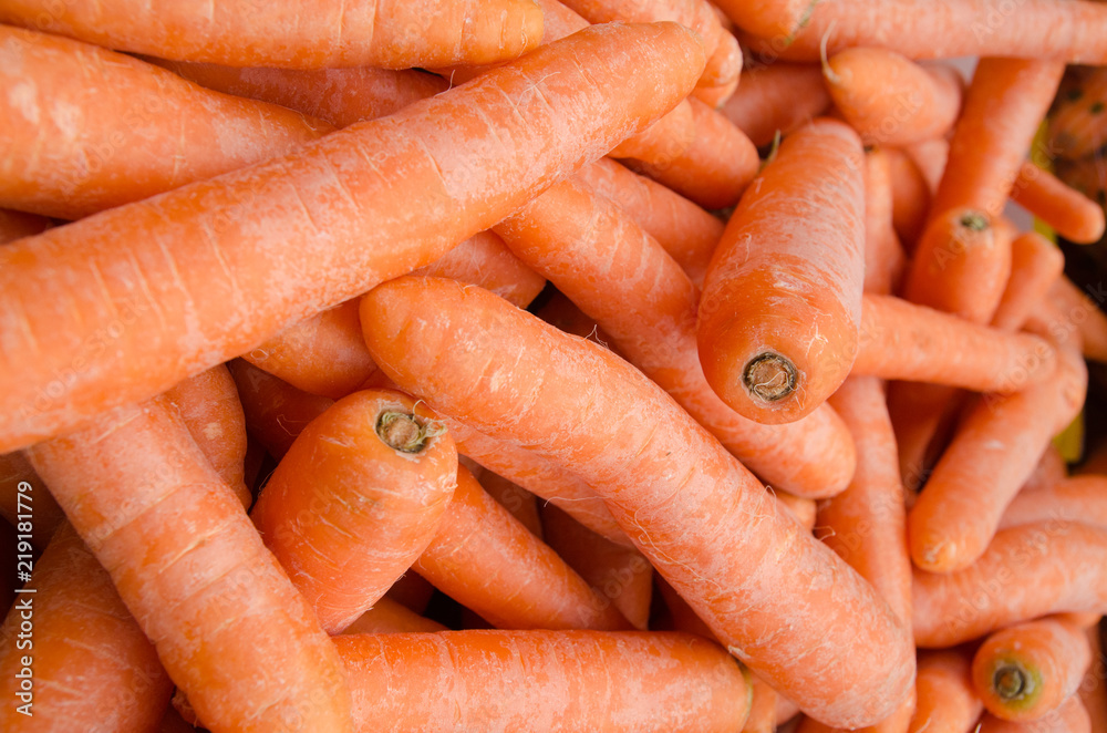 The new harvest carrots for sale at city farmers market The new harvest carrots for sale at city farmers market