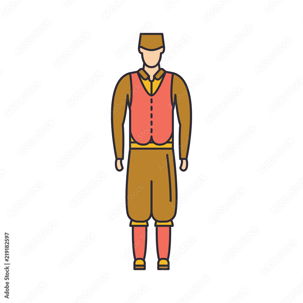 Belgium man costume icon, cartoon style