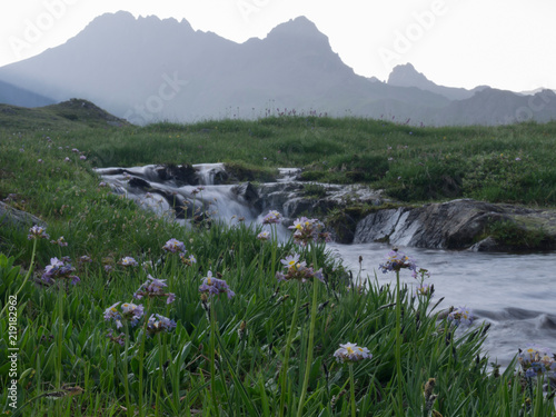 mountain stream in the upper reaches of the river Kafar. photo