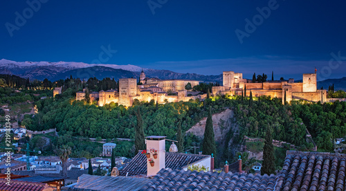 Night view on Alhambra, Granada