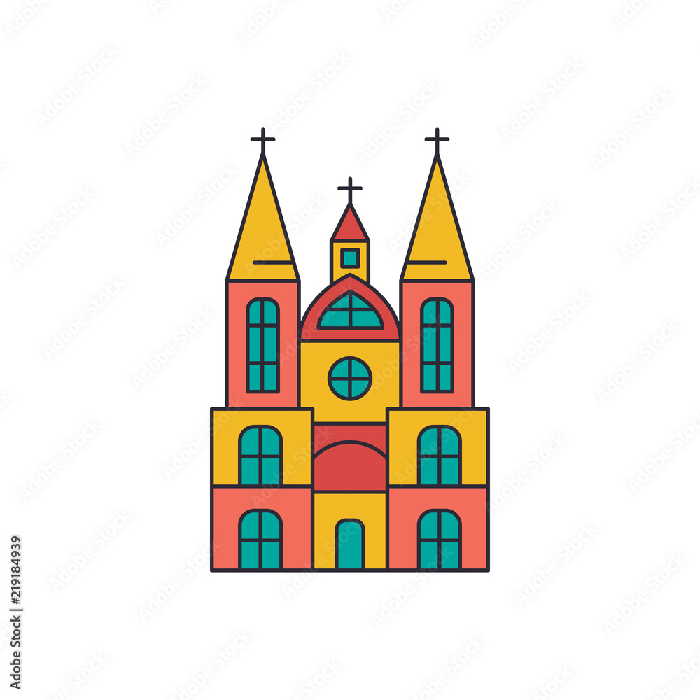 Church icon, cartoon style