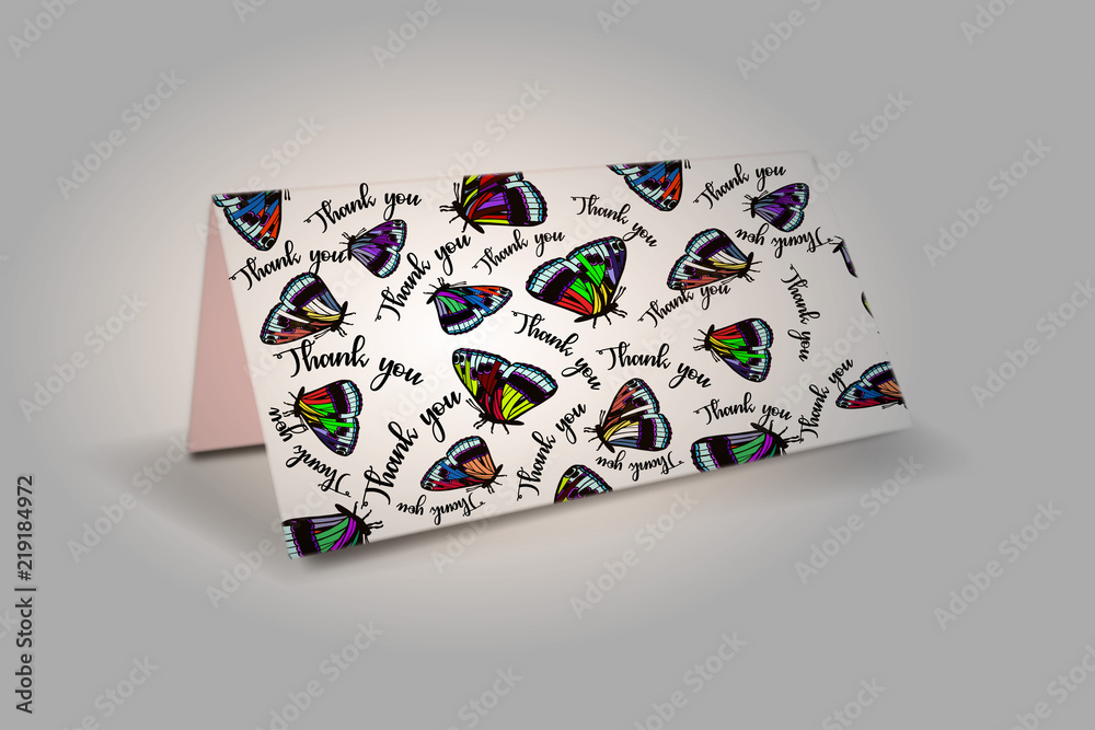 thank you pattern butterfly card illustration thank you pattern butterfly card illustration