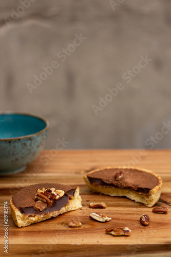 Fototapeta Naklejka Na Ścianę i Meble -  Chocolate Breakfast Tart with Walnuts in Paris, France