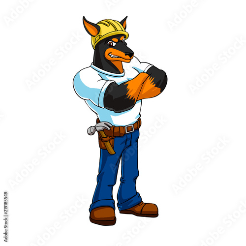 Doberman handyman vector illustration 