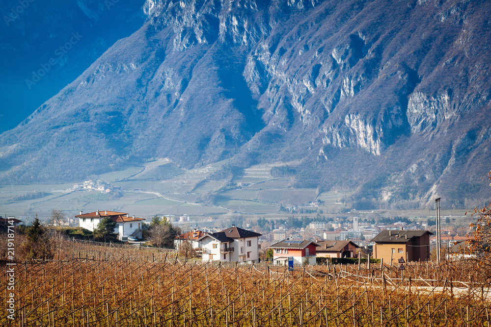 Trento suburbs with mountain background