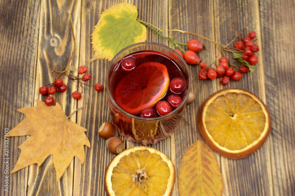 Hot winter or autumn cranberry drink