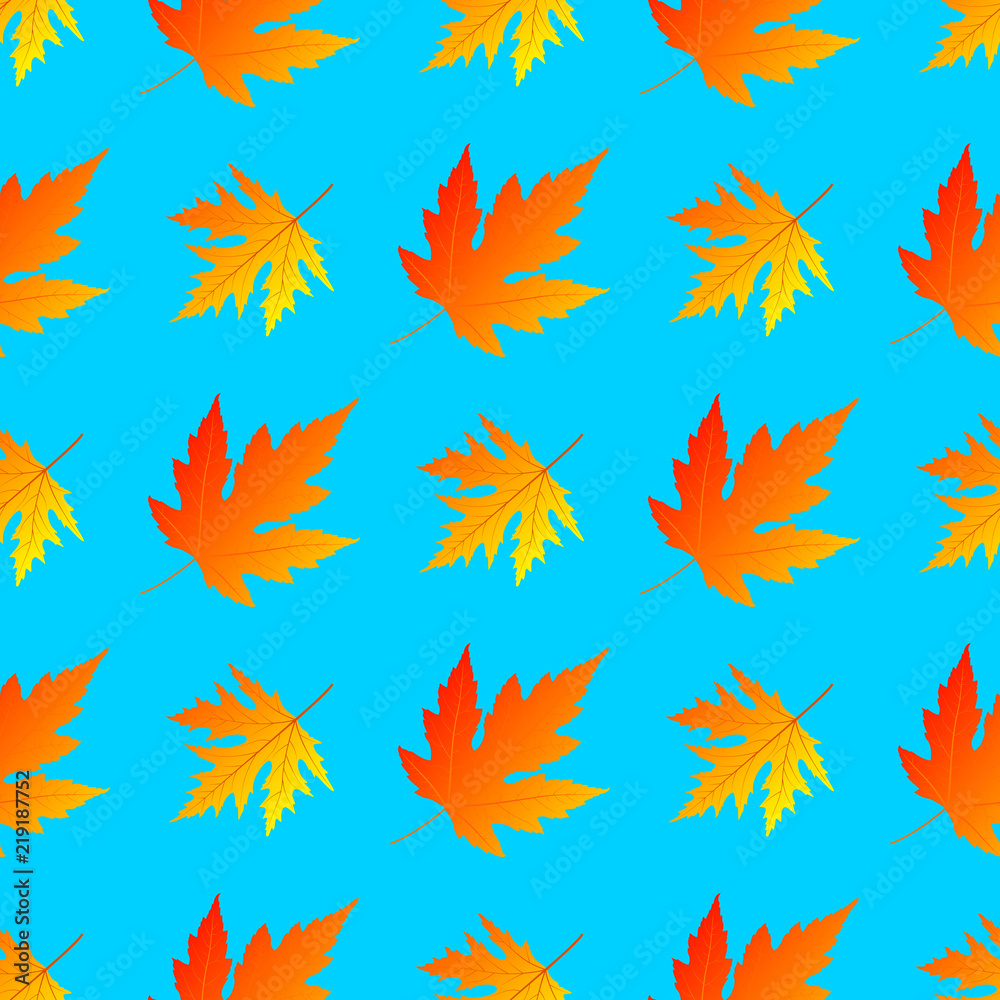 Falling autumn maple leaves. Vector seamless pattern.