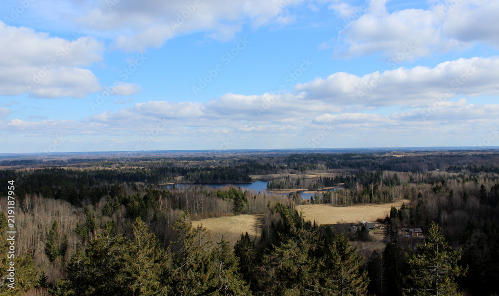 View from the highest mountain Suur Munamägi in estonia