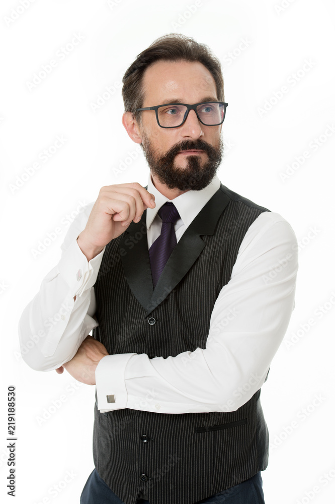Guide to prescription eyeglass lenses and frames. Businessman classic formal clothing and proper eyewear white background. Business appearance must be proper. Businessman formal eyewear choice Guide to prescription eyeglass lenses and frames. Businessman classic formal clothing and proper eyewear white background. Business appearance must be proper. Businessman formal eyewear choice