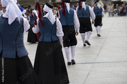 Rear view of a spanish traditional dance group