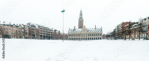 The university library on the Ladeuze square in the city of Leuven in Belgium 