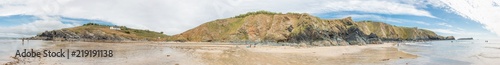 Landscape Panorama Mullion Cove The harbour at Mullion Cove West Cornwall South England UK photo