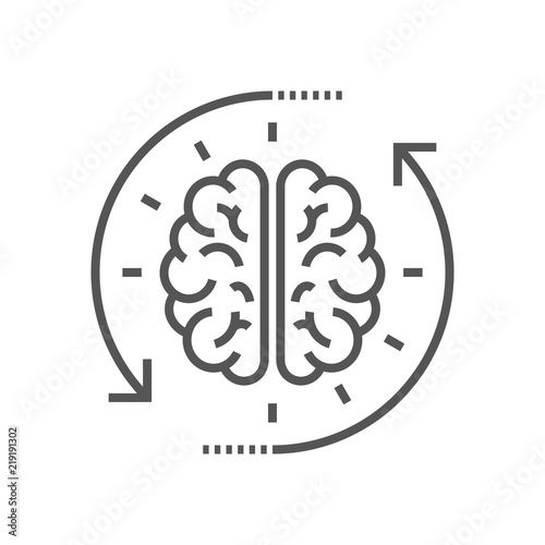 Concept of the thinking process, brainstorming, good idea, brain activity, insight. Flat line vector icon illustration design for your web design and print