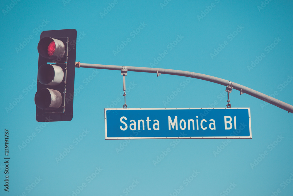 Obraz premium Znak drogowy Santa Monica Blvd