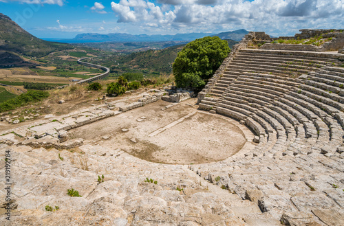 The theater in Segesta, ancient greek town in Sicily, southern Italy.