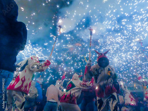 Barcelona. Fiestas con correfocs del barrio de Gracia 