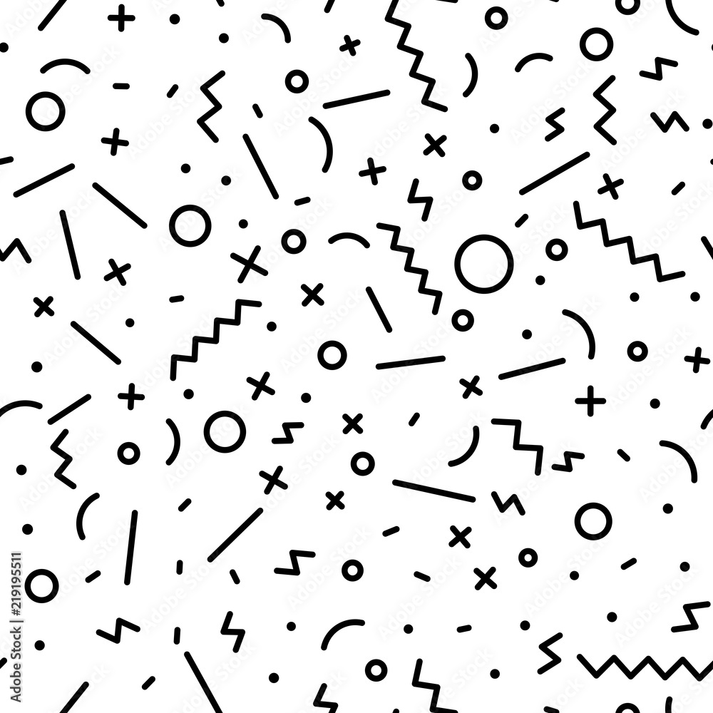 Vector abstract pattern. Seamless pattern in the Memphis style Vector abstract pattern. Seamless pattern in the Memphis style