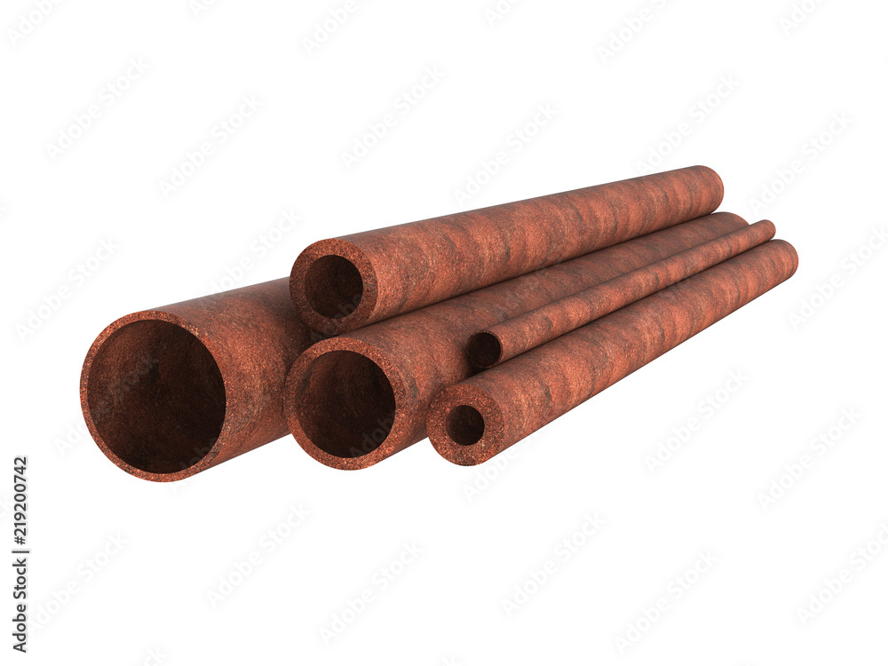 Galvanized steel tube. Metal products. 3d illustration Galvanized steel tube. Metal products. 3d illustration