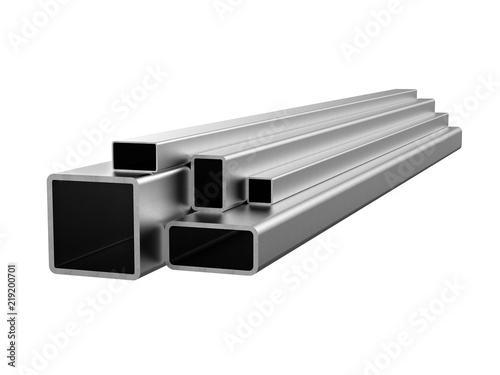 Galvanized steel tube. Metal products. 3d illustration