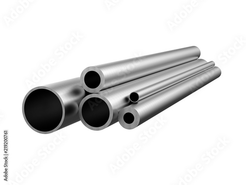 Galvanized steel tube. Metal products. 3d illustration