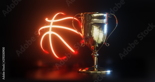 GOLD Trophy cup for basketball  3d illustration