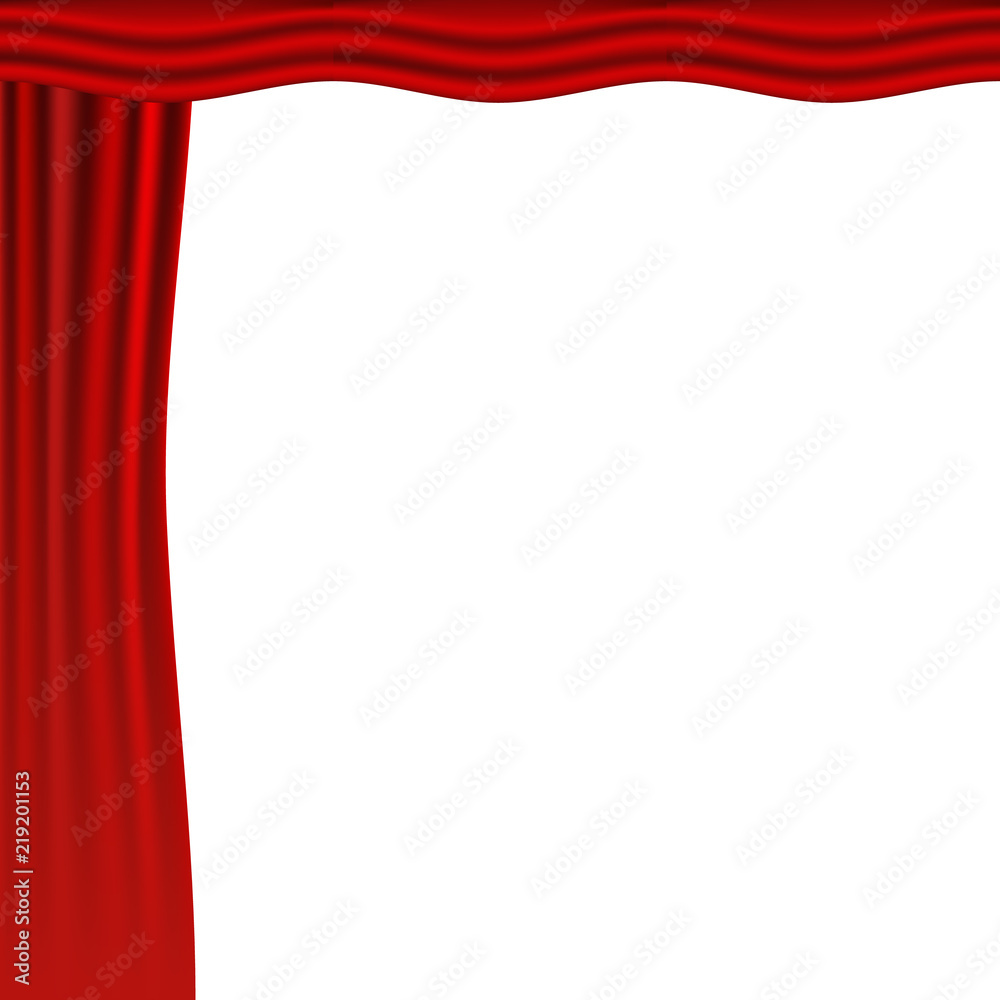 Vector illustration. Red curtains. Scenes on white background