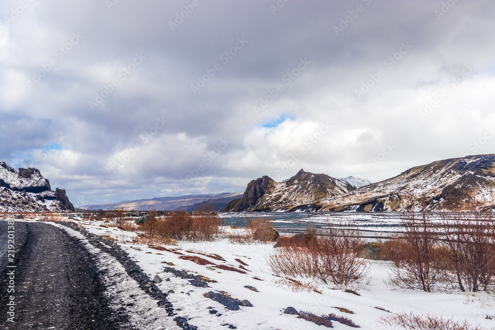Snowy road in Iceland