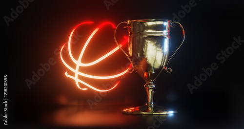 GOLD Trophy cup for basketball 3d illustration