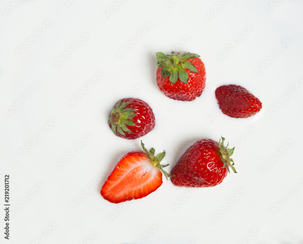Isolated chopped strawberries on white background Isolated chopped strawberries on white background
