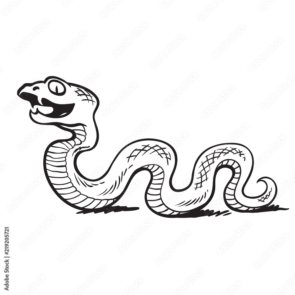 Cartoon black and white poison snake in sketch style Stock Vector | Adobe  Stock
