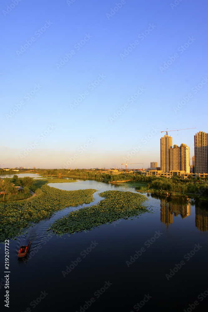 Unfinished high-rise buildings in the North River Park, LuanNan county, China.