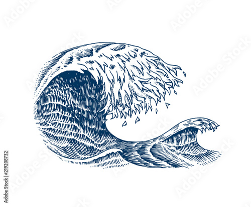 Atlantic tidal waves. Vintage old engraved hand drawn labels. Marine and nautical or sea, ocean background for banner or poster. set of Isolated vector illustration.